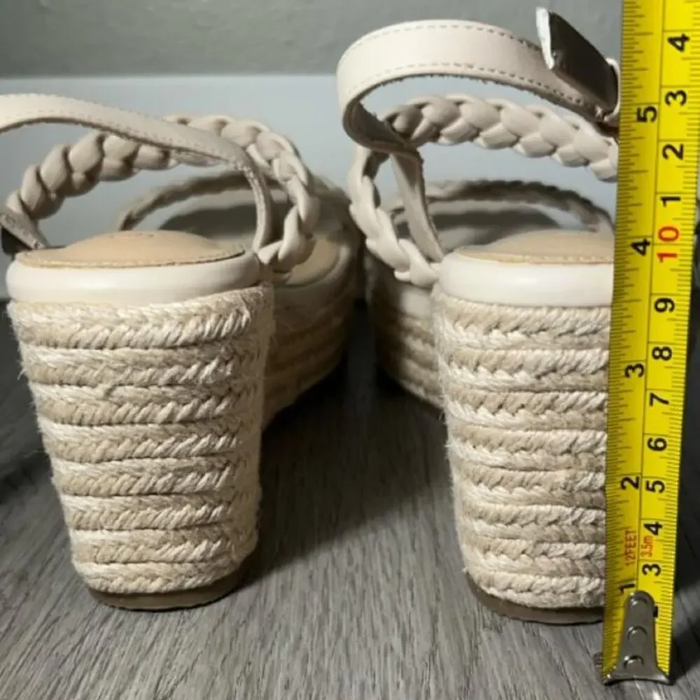 White braided platform sandals with